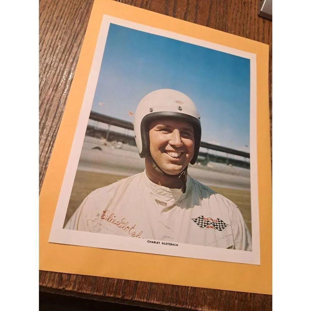 Vintage Charlie Glotzbach NASCAR Promo Photo 8.5x11 Hinchman Racing Suit 60s 70s